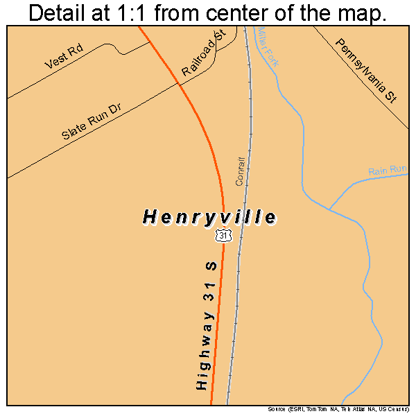 Henryville, Indiana road map detail