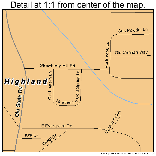 Highland, Indiana road map detail