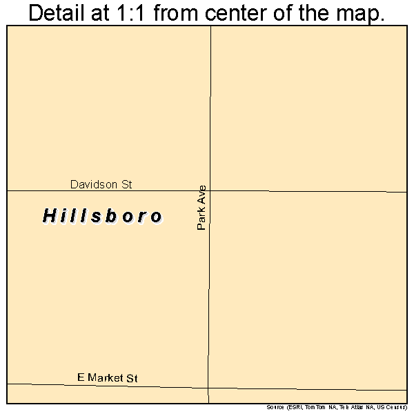 Hillsboro, Indiana road map detail