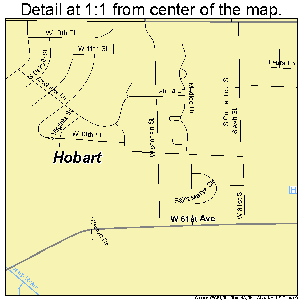 Hobart, Indiana road map detail