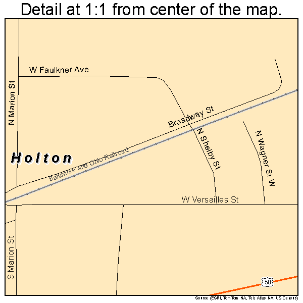 Holton, Indiana road map detail