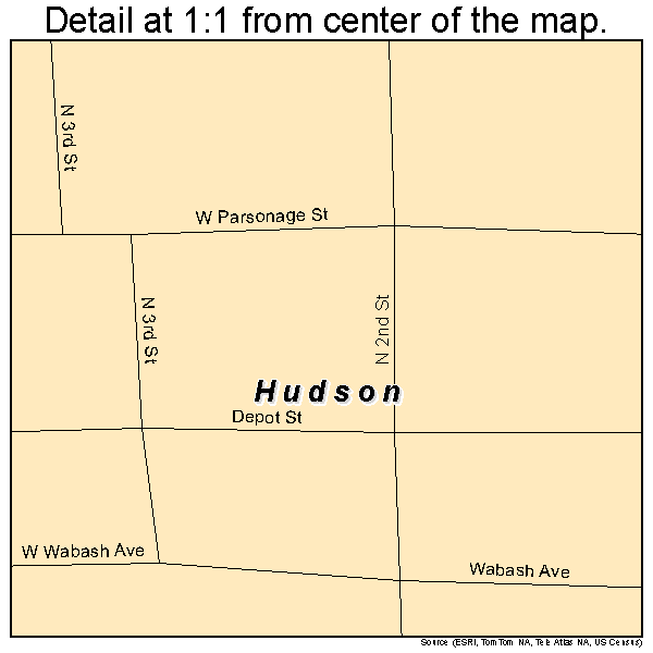 Hudson, Indiana road map detail