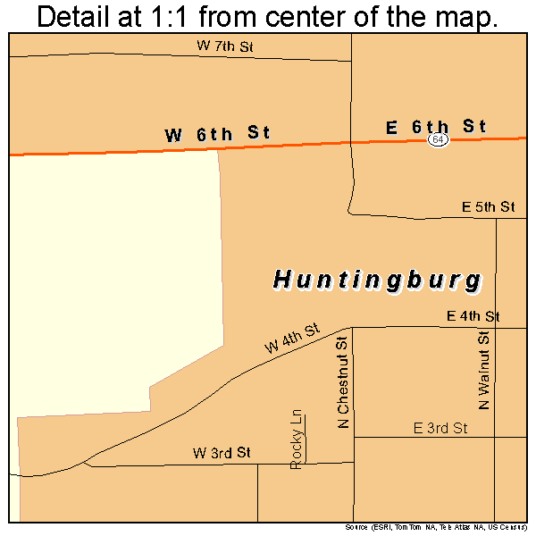 Huntingburg, Indiana road map detail