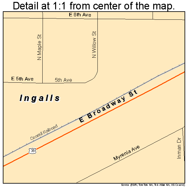 Ingalls, Indiana road map detail