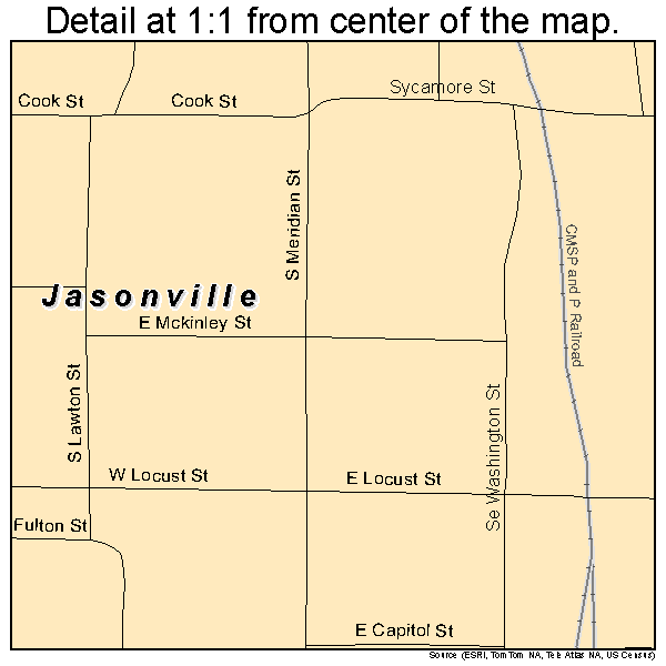 Jasonville, Indiana road map detail