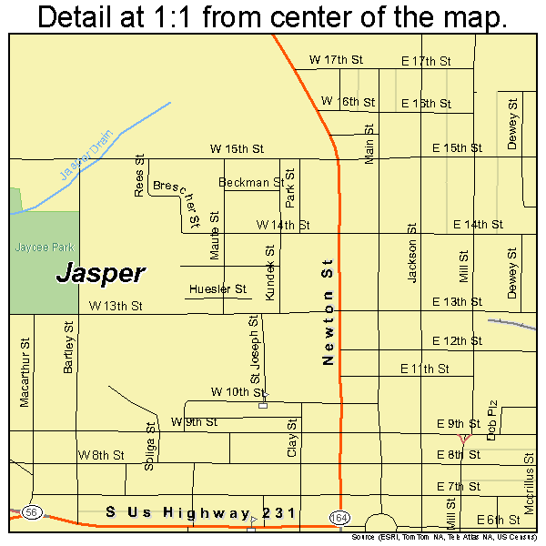 Jasper, Indiana road map detail