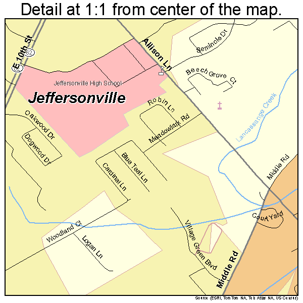 Jeffersonville, Indiana road map detail
