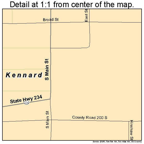 Kennard, Indiana road map detail