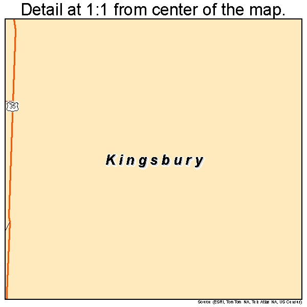 Kingsbury, Indiana road map detail