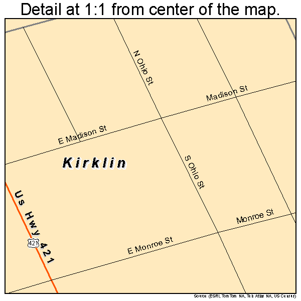 Kirklin, Indiana road map detail
