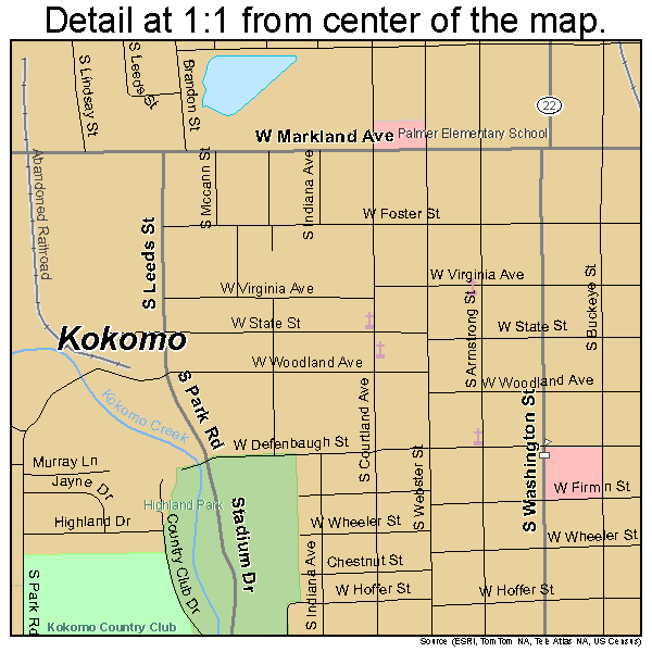 Kokomo, Indiana road map detail