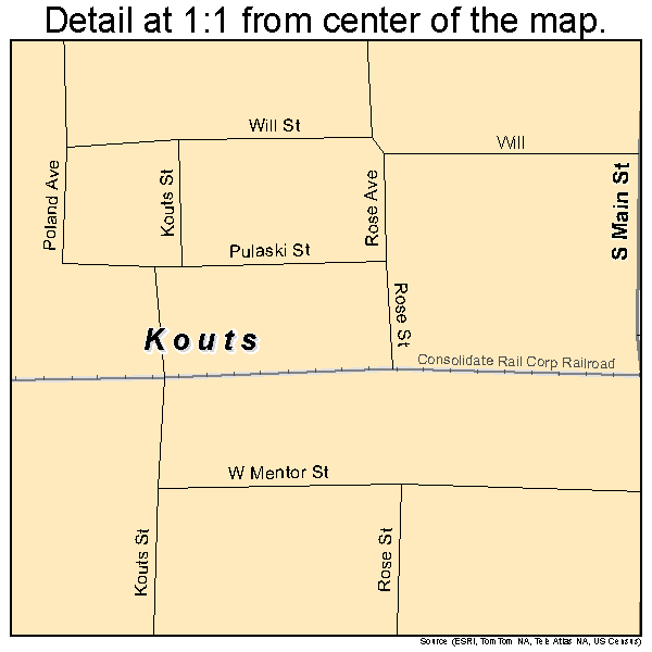 Kouts, Indiana road map detail