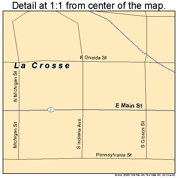 La Crosse, Indiana road map detail