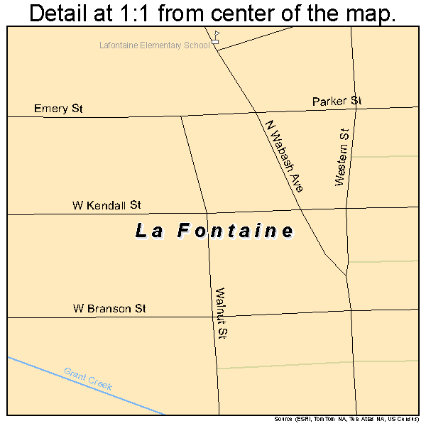 La Fontaine, Indiana road map detail