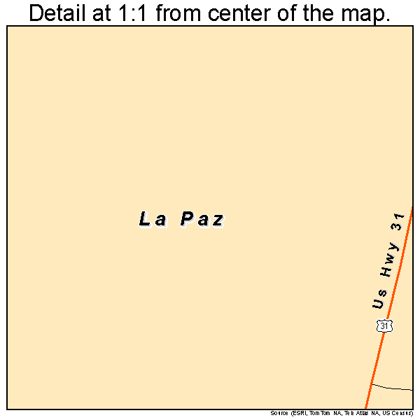 La Paz, Indiana road map detail