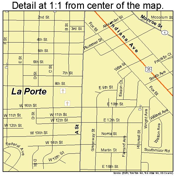 La Porte, Indiana road map detail