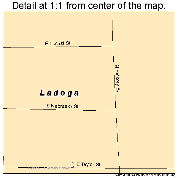 Ladoga, Indiana road map detail