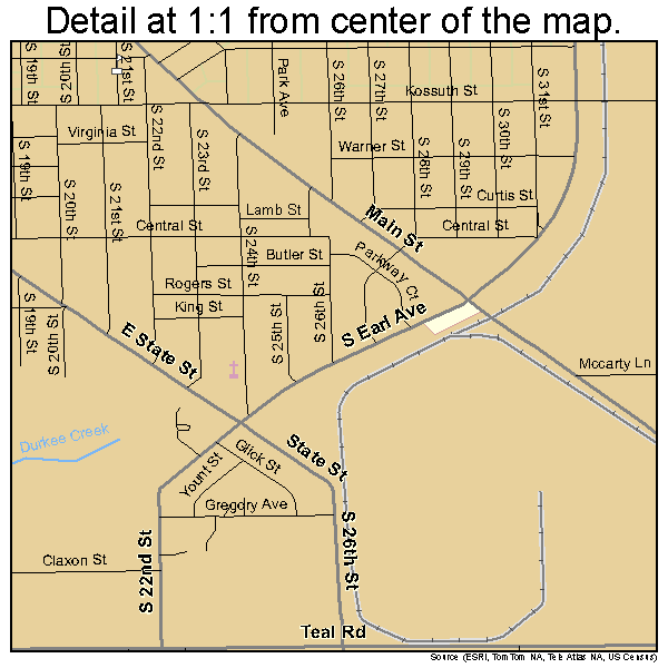 Lafayette, Indiana road map detail