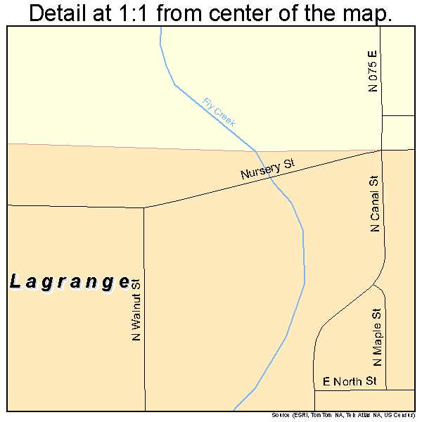 Lagrange, Indiana road map detail
