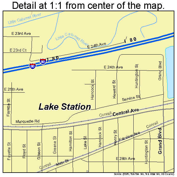 Lake Station, Indiana road map detail