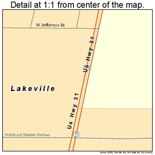 Lakeville, Indiana road map detail