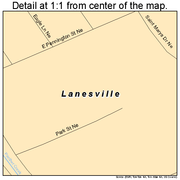 Lanesville, Indiana road map detail
