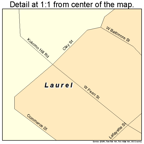 Laurel, Indiana road map detail