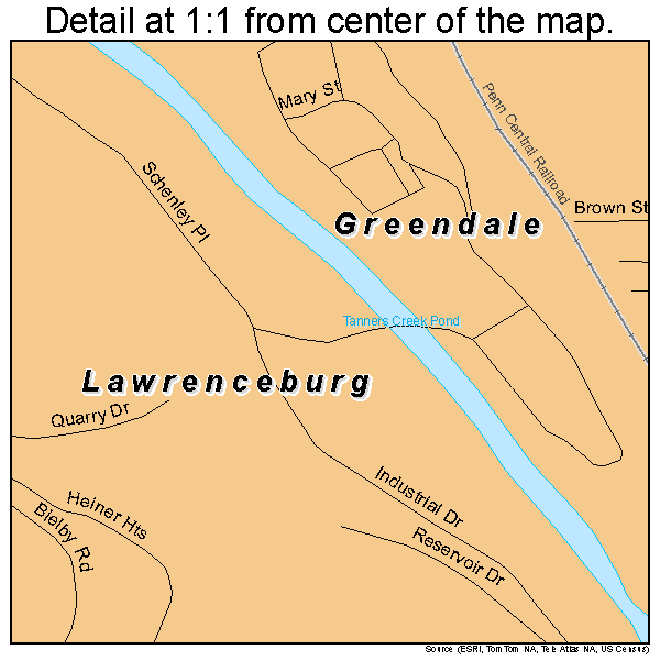 Lawrenceburg, Indiana road map detail
