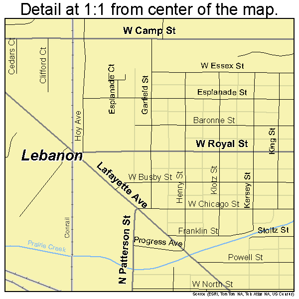 Lebanon, Indiana road map detail