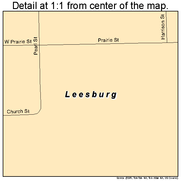 Leesburg, Indiana road map detail
