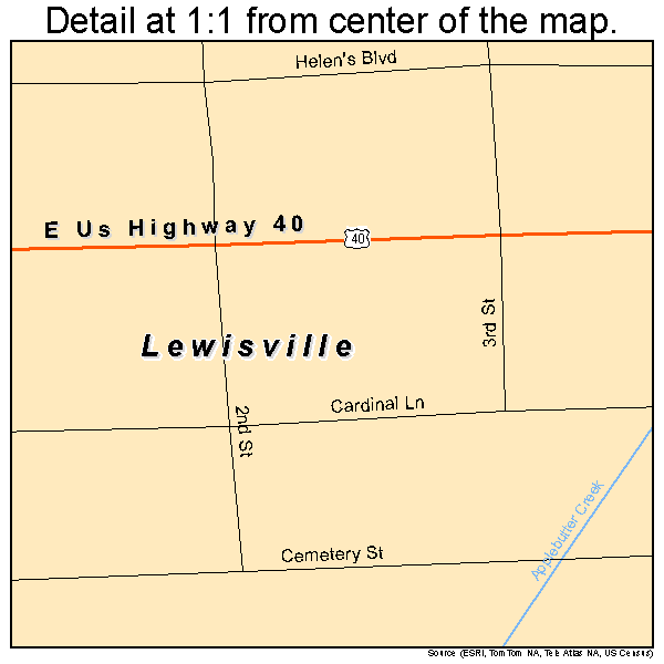 Lewisville, Indiana road map detail
