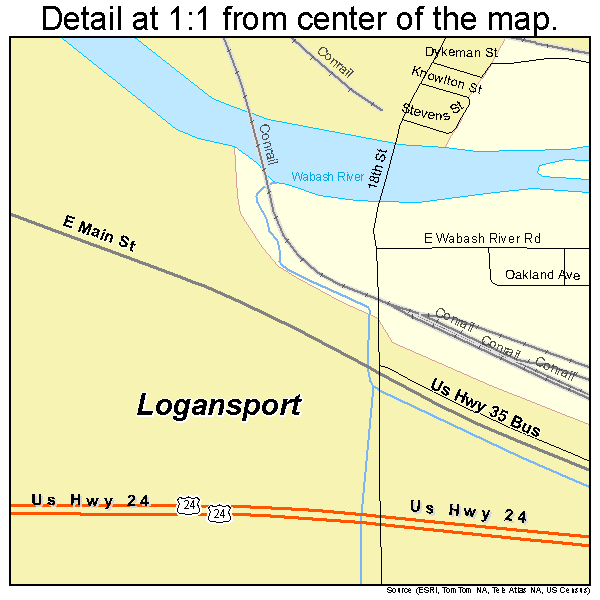 Logansport, Indiana road map detail