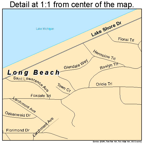 Long Beach, Indiana road map detail