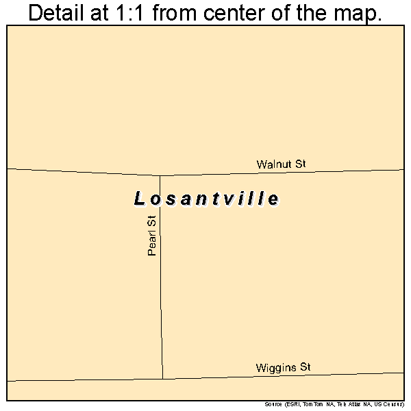 Losantville, Indiana road map detail
