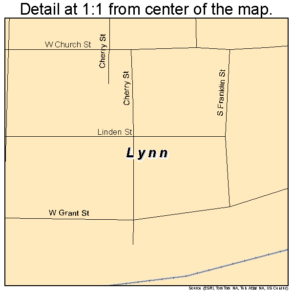 Lynn, Indiana road map detail