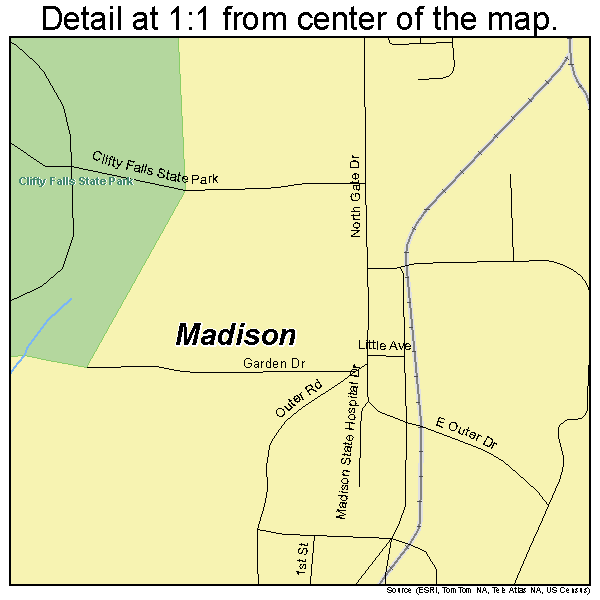 Madison, Indiana road map detail