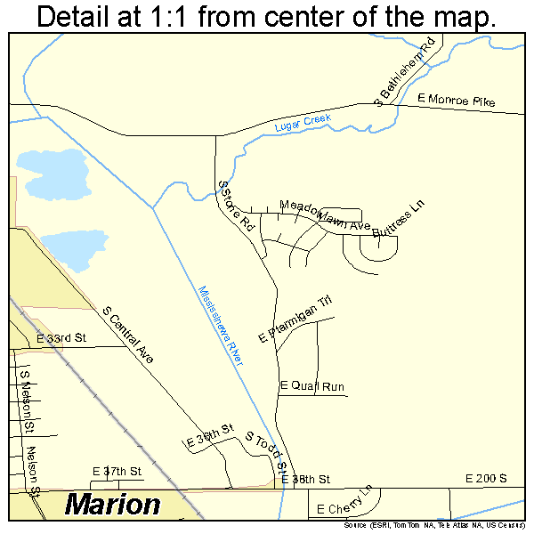 Marion, Indiana road map detail