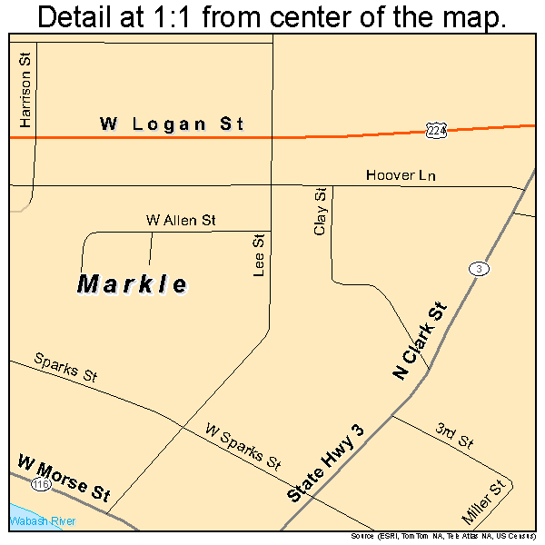 Markle, Indiana road map detail