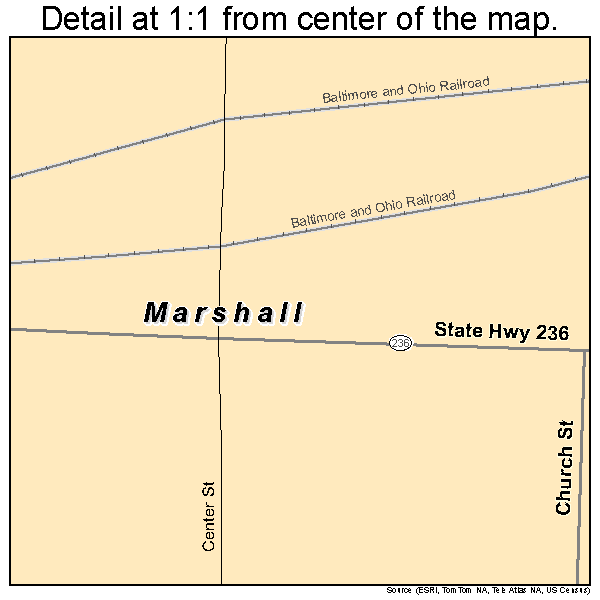 Marshall, Indiana road map detail