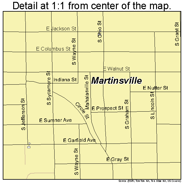 Martinsville, Indiana road map detail