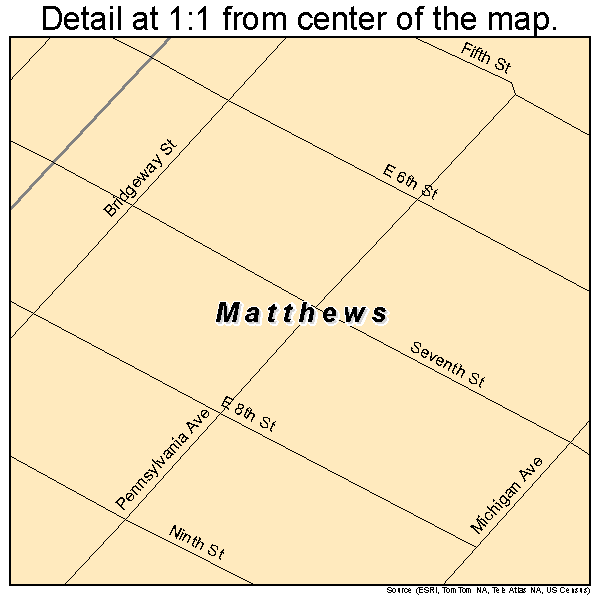 Matthews, Indiana road map detail