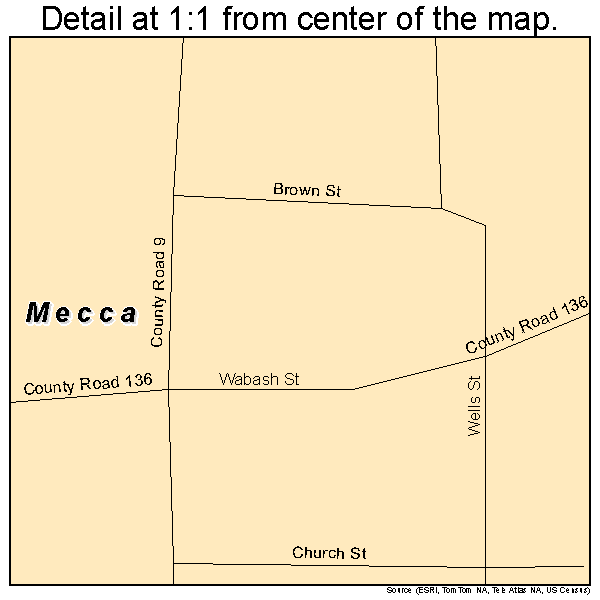 Mecca, Indiana road map detail