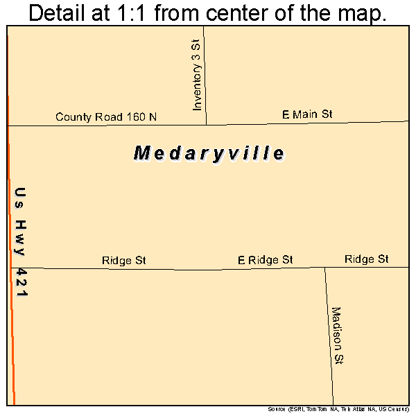 Medaryville, Indiana road map detail