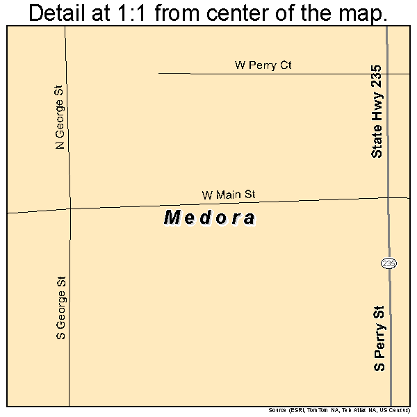 Medora, Indiana road map detail