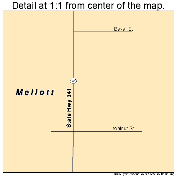Mellott, Indiana road map detail