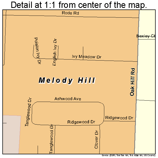 Melody Hill, Indiana road map detail
