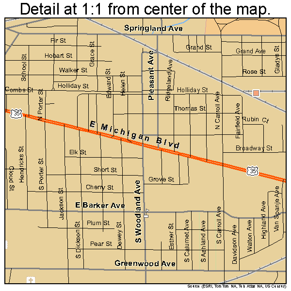Michigan City, Indiana road map detail