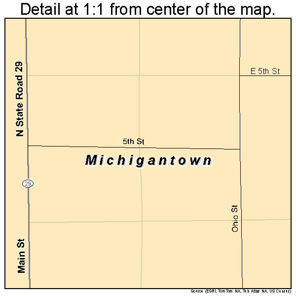 Michigantown, Indiana road map detail