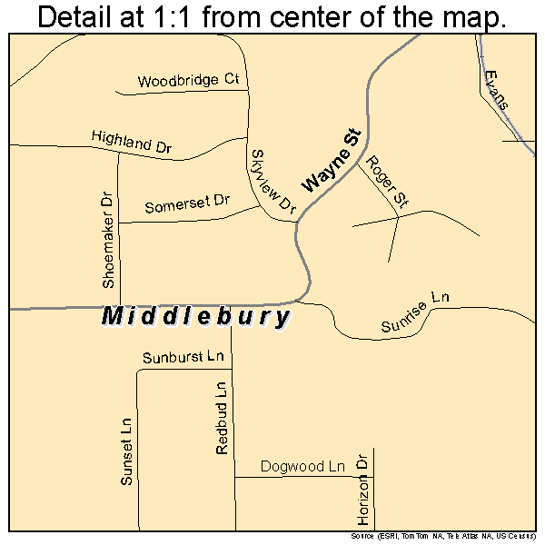 Middlebury, Indiana road map detail