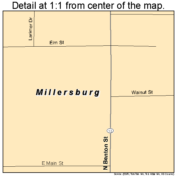 Millersburg, Indiana road map detail